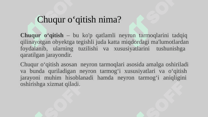 Chuqur o‘qitish. Chuqur oʻqitish algoritmlari. Koʻp qatlamli perseptron 2