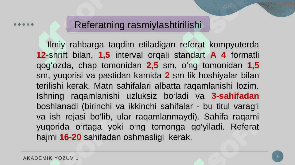 REFERAT. REFERAT TURLARI. 5