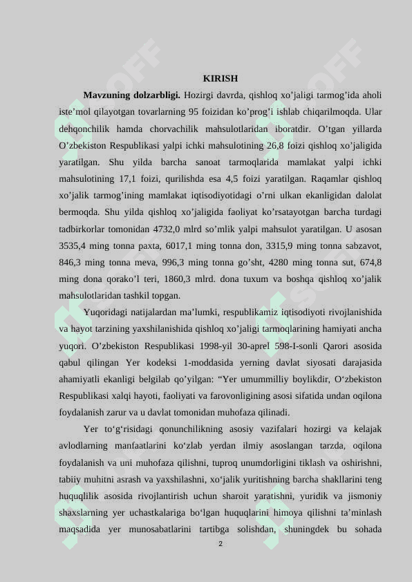 Qishloq xoʻjaligining hududiy ixtisoslashuvi 2