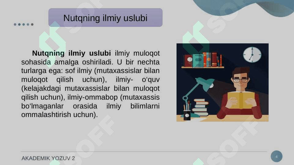 ILMIY USLUB JANRLARI. ILMIY SHARH. 4