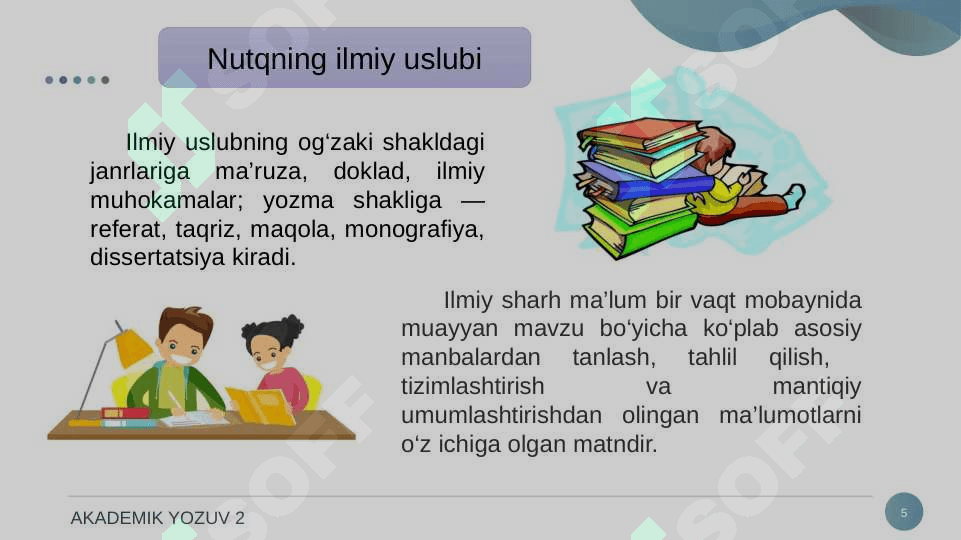 ILMIY USLUB JANRLARI. ILMIY SHARH. 5