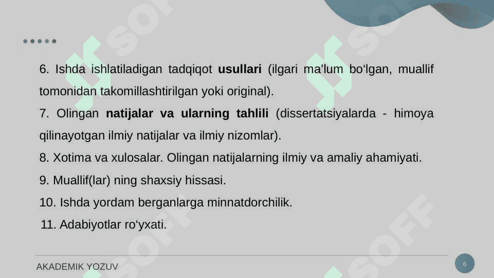 MA'RUZA. MA'RUZA TAYYORLASH. 6