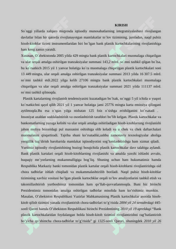 Naqd pulsiz hisob-kitoblarni tashkil qilish qoidalari doc. 2