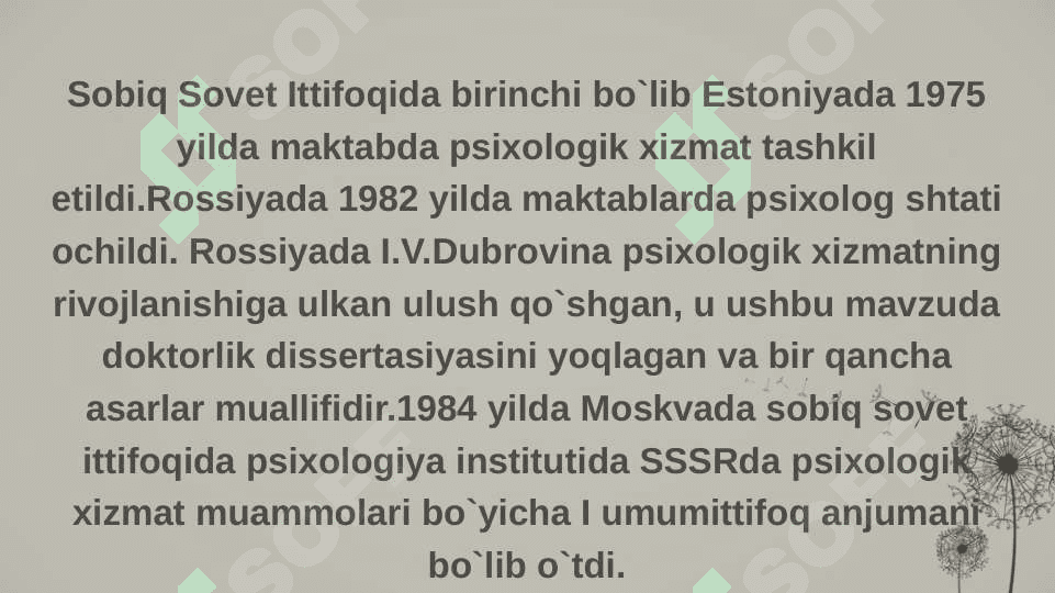 Psixologik xizmatning yuzaga kelish tarixi 5