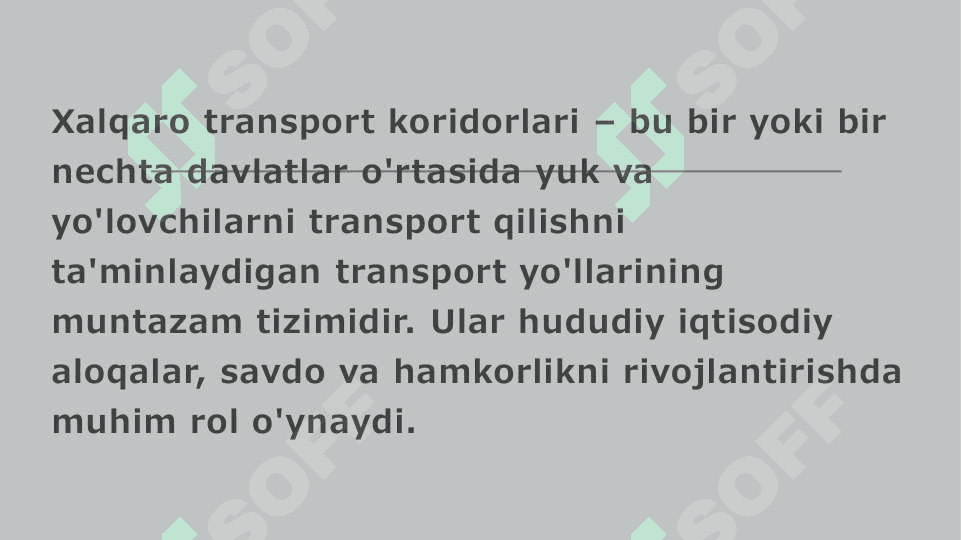 Xalqaro transport karidorlari haqida 2