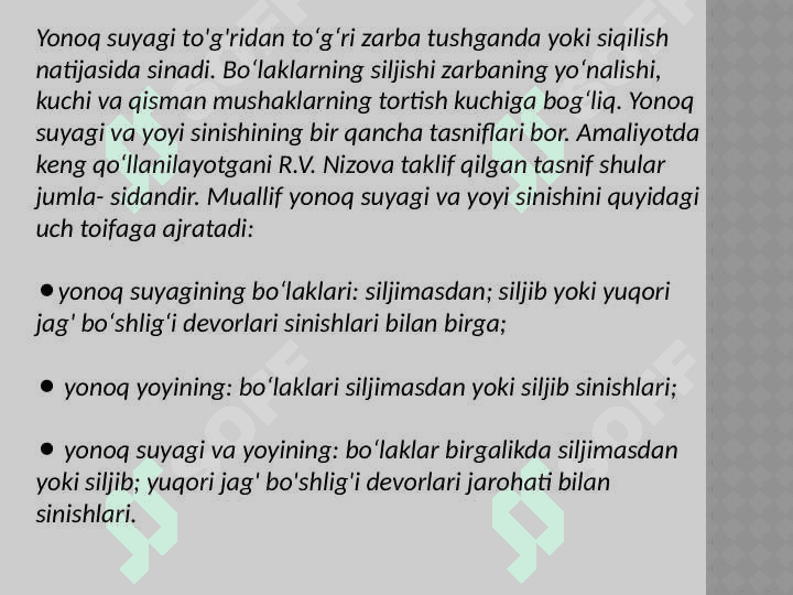 Yanoq yoyi va 
suyagini sinishi. 2