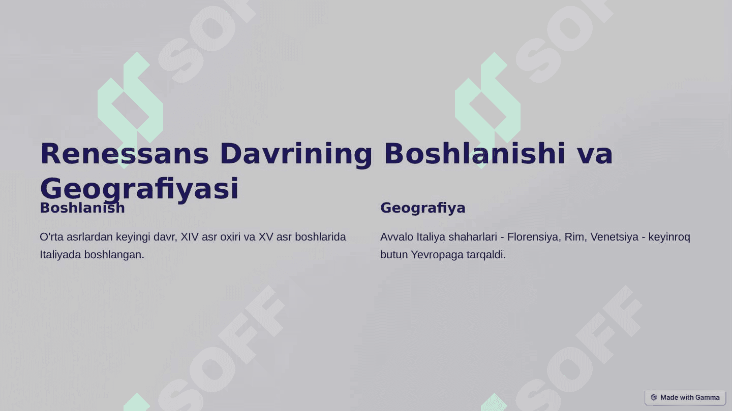 Renessans: san'at va madaniyatning tiklanishi 2