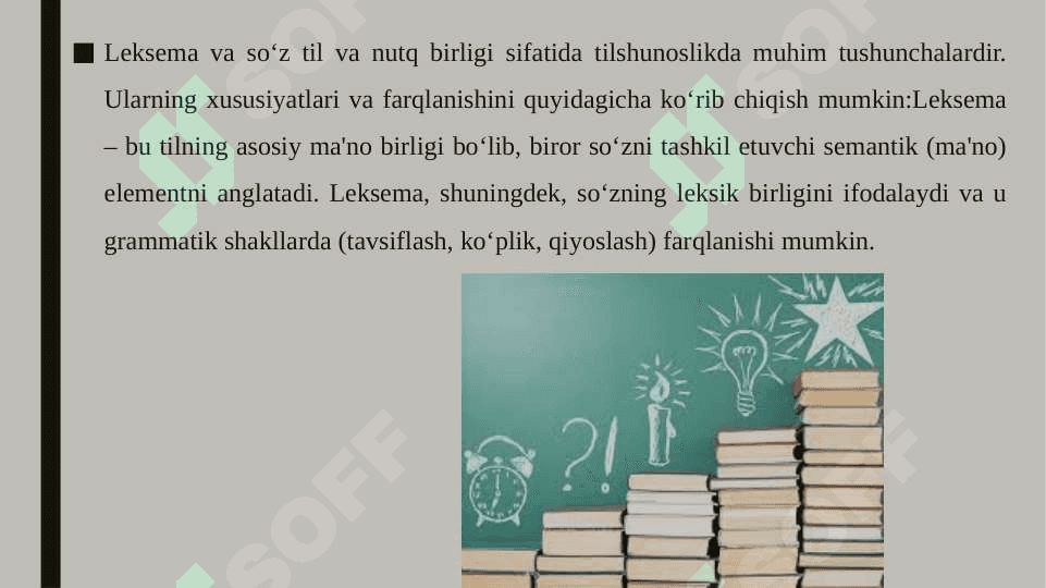 Leksema va so'zning xususiyatlari ularning til va nutq birligi sifatida farqlanishi 4