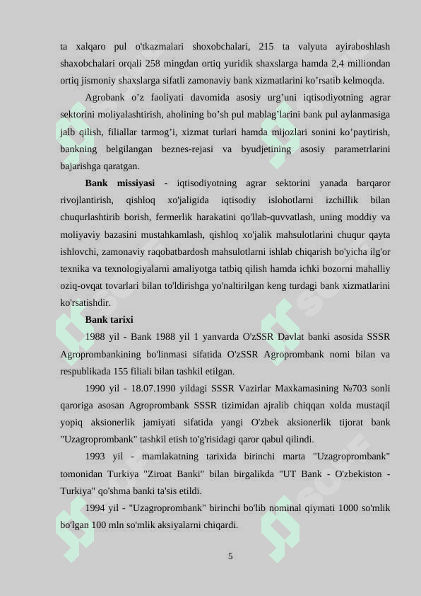 Agrobank amaliyot hisoboti 5