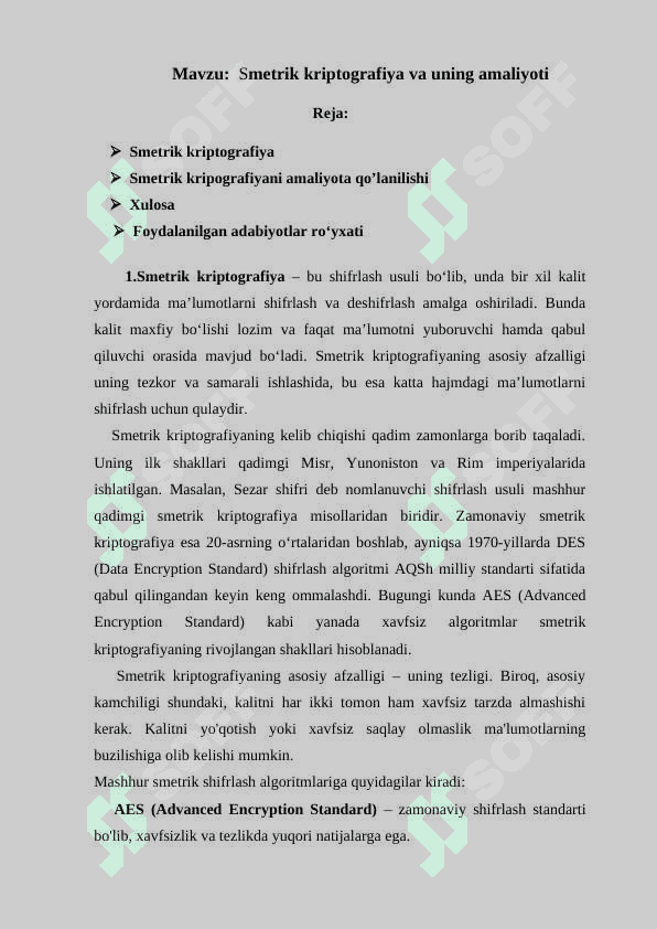Smetrik kriptografiya va uning amaliyoti 2