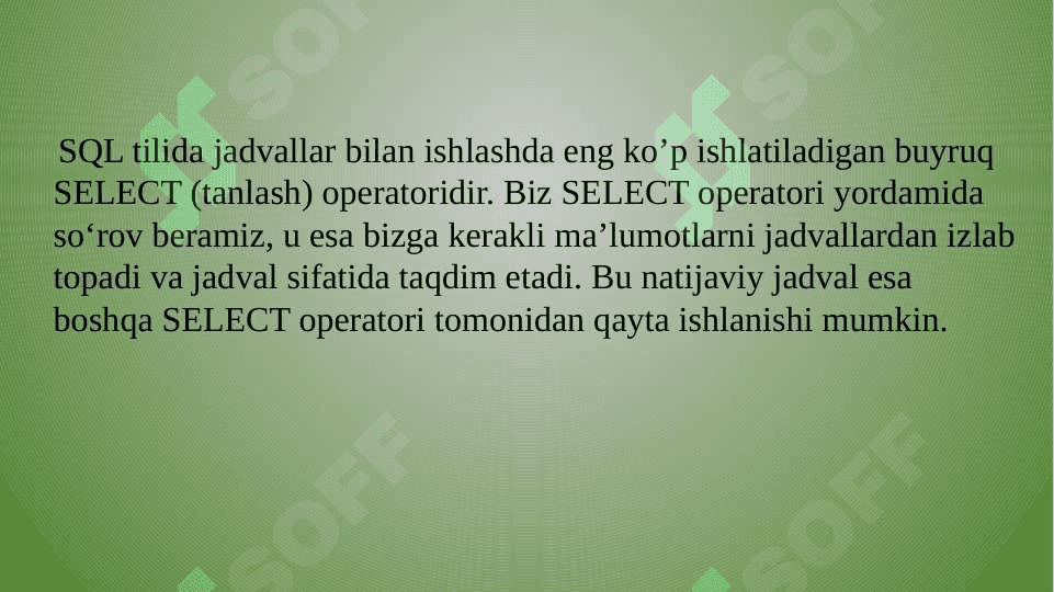 Ma’lumotlarni manipulyatsiya qilishda oddiy so‘rovlar yaratish 3