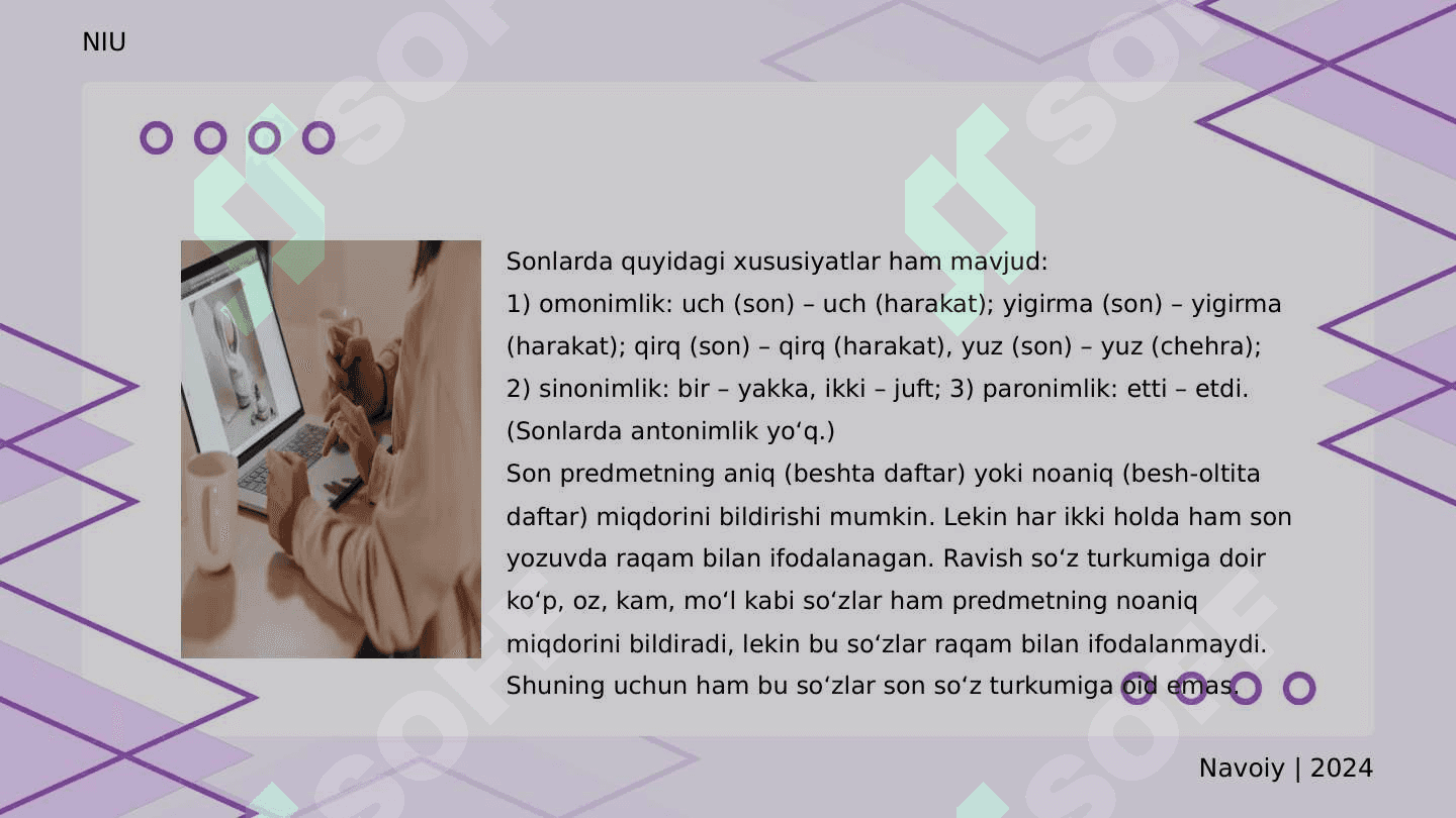 Sonning ma'no turlari. Hisob so'zlar 4