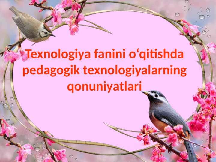 Texnologiya fanini o‘qitishdapedagogik texnologiyalarning qonuniyatlari