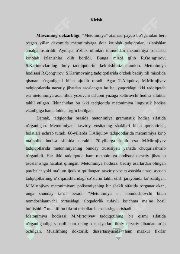 O’ZBEK TILSHUNOSLIGIDA METONIMIYA HODISASIGA ILMIY MUNOSABAT 2