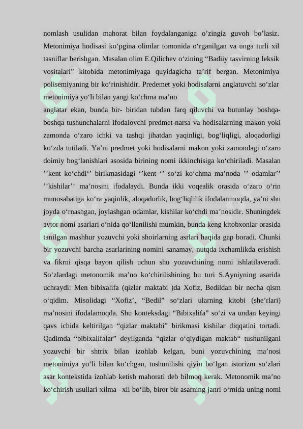 O’ZBEK TILSHUNOSLIGIDA METONIMIYA HODISASIGA ILMIY MUNOSABAT 6