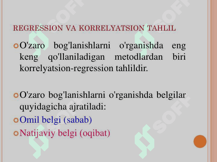 O‘zaro bog‘lanishlarni statistikada o‘rganish 8