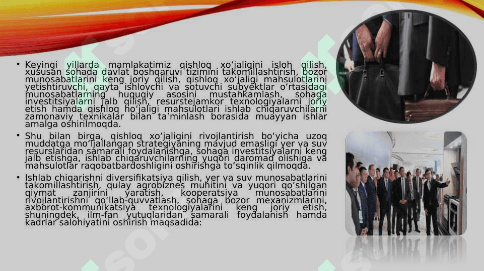 O'zbekiston qishloq xo'jaligi kooperatsiyasini rivojlantirish 2