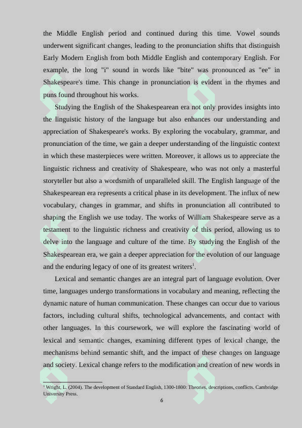 Modern English: from Shakespeare to present day 6