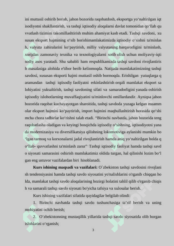 O‘zbekiston Respublikasining tashqi savdo munosabatlari 3