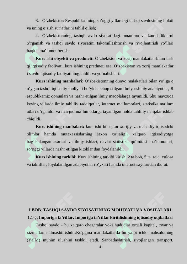 O‘zbekiston Respublikasining tashqi savdo munosabatlari 4