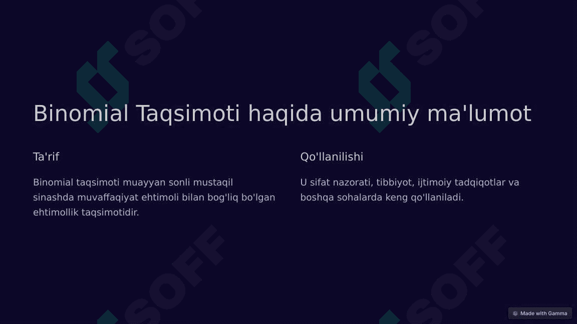 Binominal taqsimotda extimolning nisbiy chastotasi 2