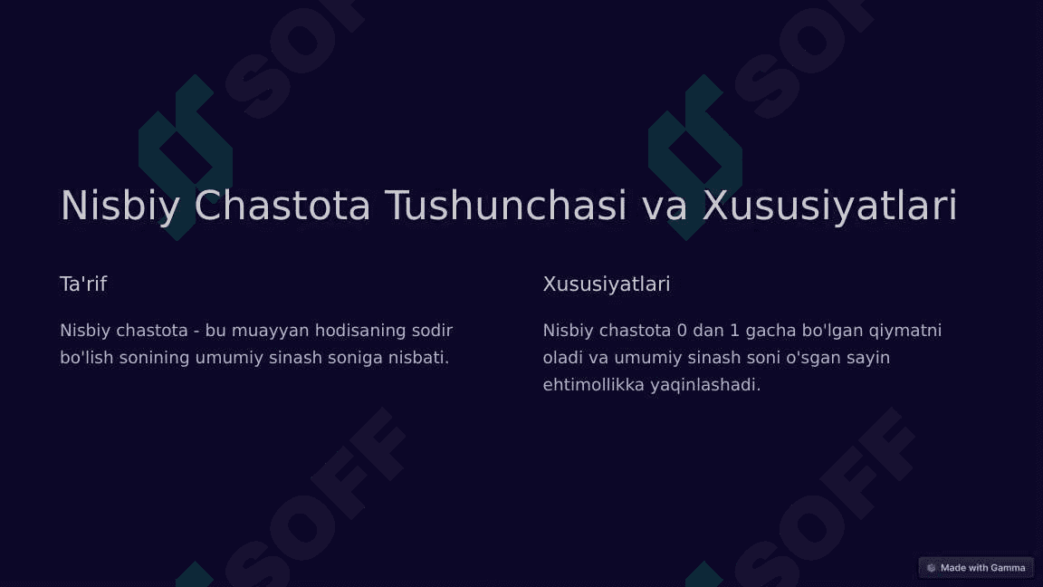 Binominal taqsimotda extimolning nisbiy chastotasi 4