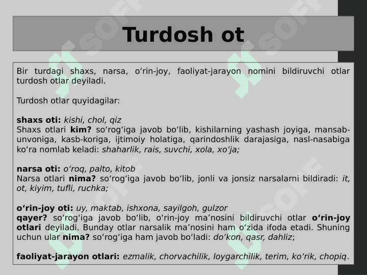 Mustaqil so'z turkumlari (Takrorlash) 7