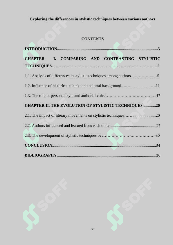 Exploring the differences in stylistic techniques between various authors 2