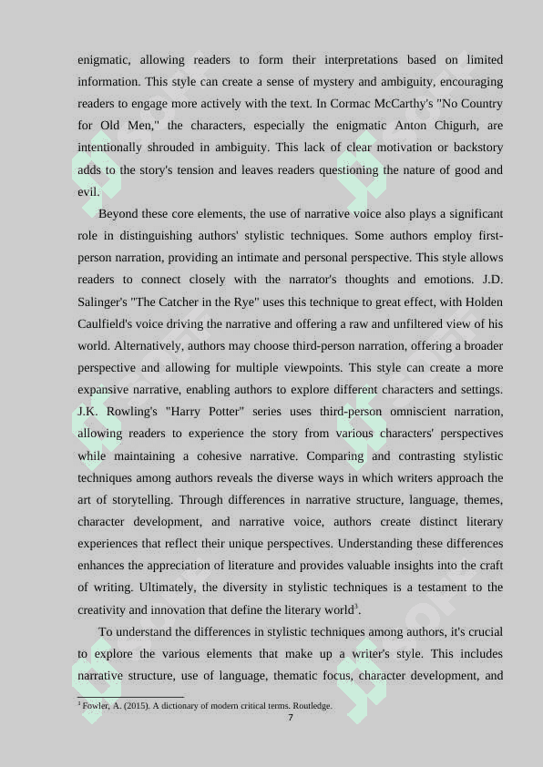 Exploring the differences in stylistic techniques between various authors 7