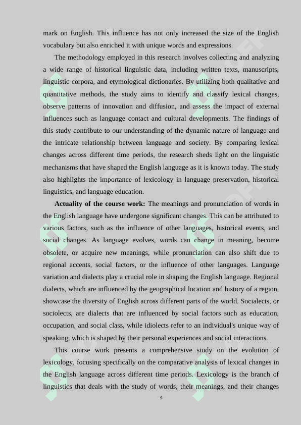 The evolution of lexicology: A comperative study of lexical changes in English across different time periods 4
