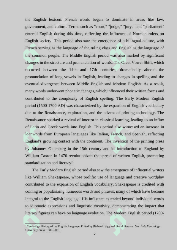 The evolution of lexicology: A comperative study of lexical changes in English across different time periods 7