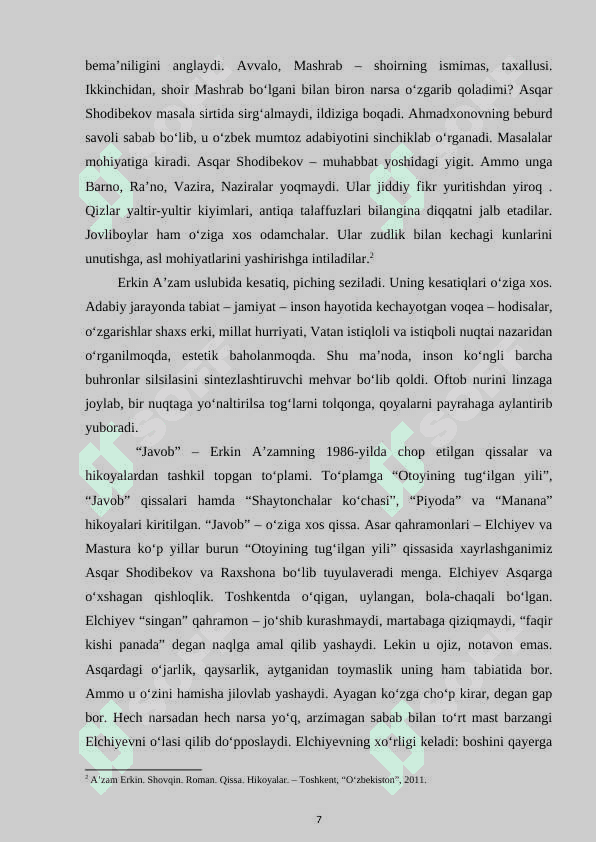 Erkin A’zam hikoyalarining mavzusi va gʻoyasi 7