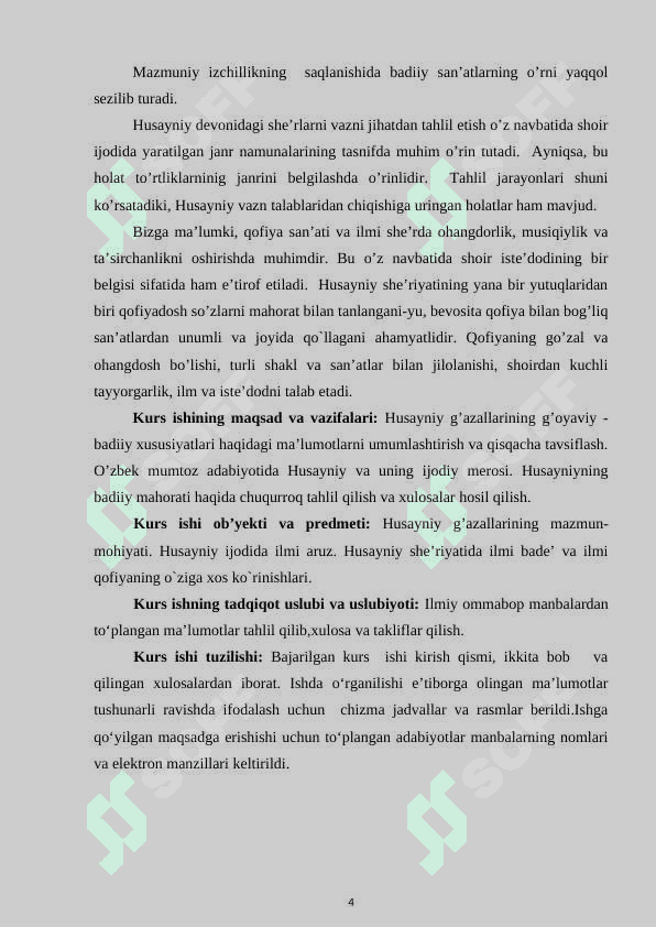 Husayniy g’azallarining g’oyaviy - badiiy xususiyatlari 4