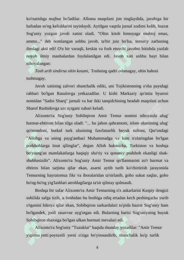 Amur Temurning odob-ahloq to'g'risida o'gitlari 8