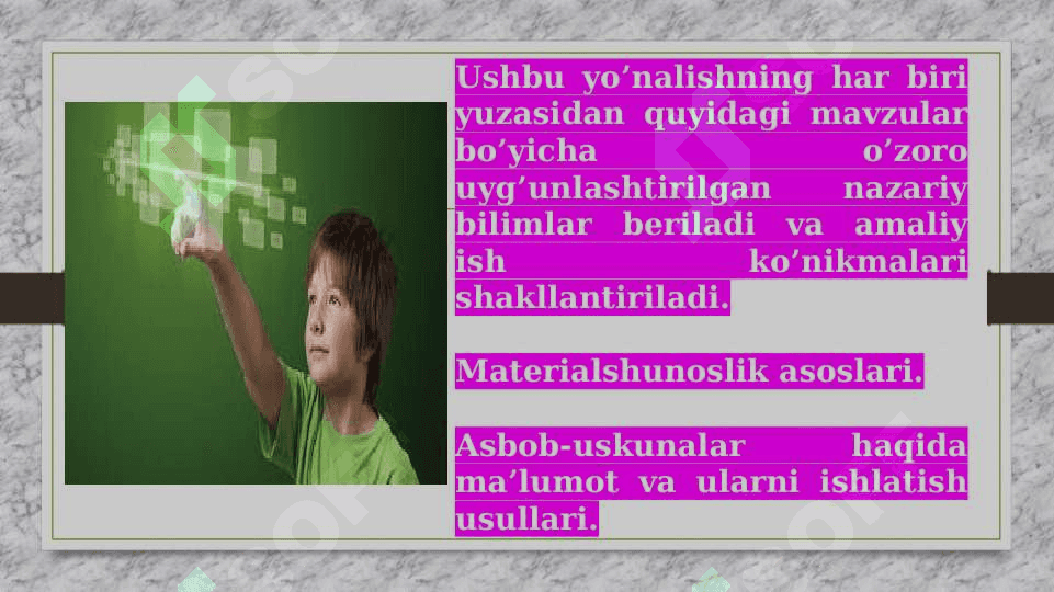 Boshlang’ich sinflarda texnologiya ta’limining mazmuni 7