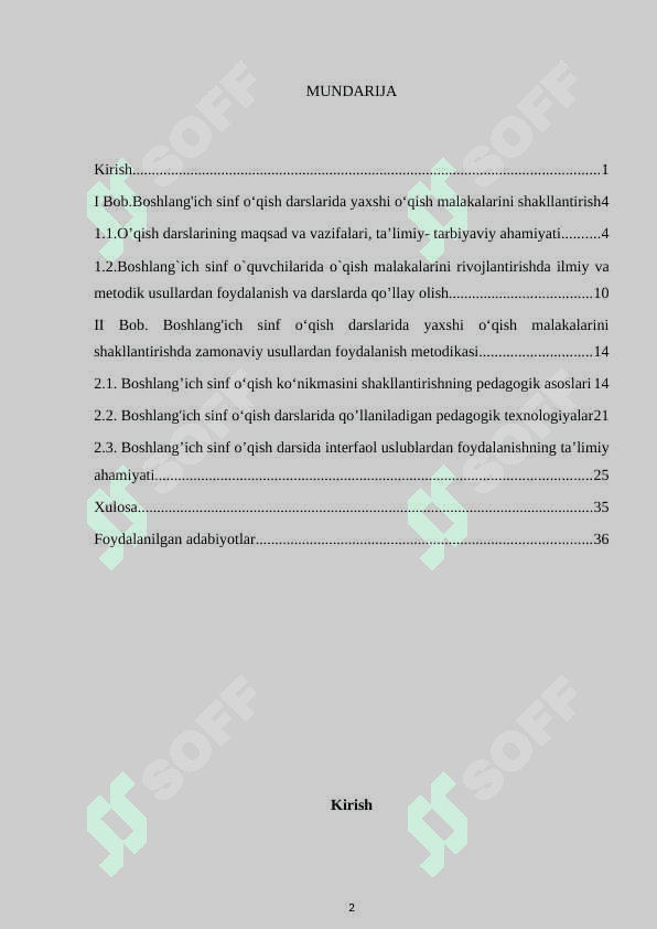 Boshlang'ich sinf o‘qish darslarida yaxshi o‘qish malakalarini shakllantirish metodikasi 2
