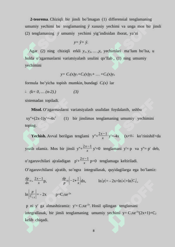 Yuqori   tartibli   differensial   tenglamalar 8