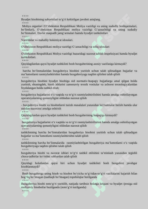 Byudjet hisobi 500 ta test javobi bilan 3