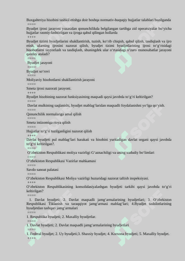 Byudjet hisobi 500 ta test javobi bilan 4