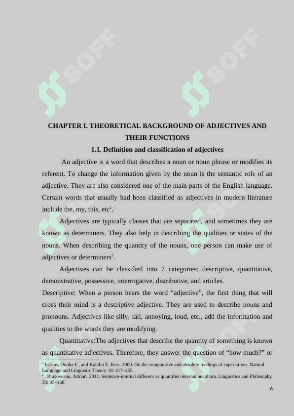 SYNTACTIC FUNCTIONS OF ADJECTIVES 6