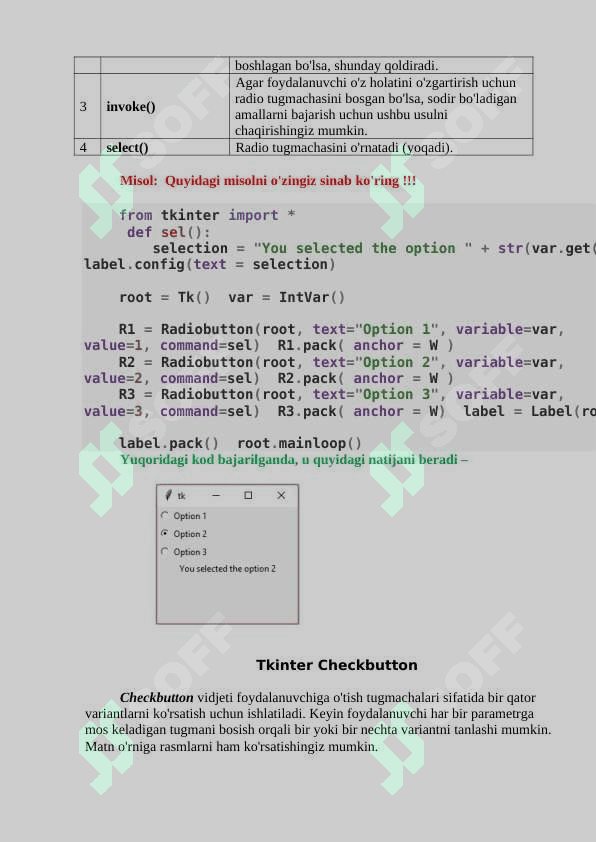 Tkinter Radiobutton (“Radio tugma”) 3