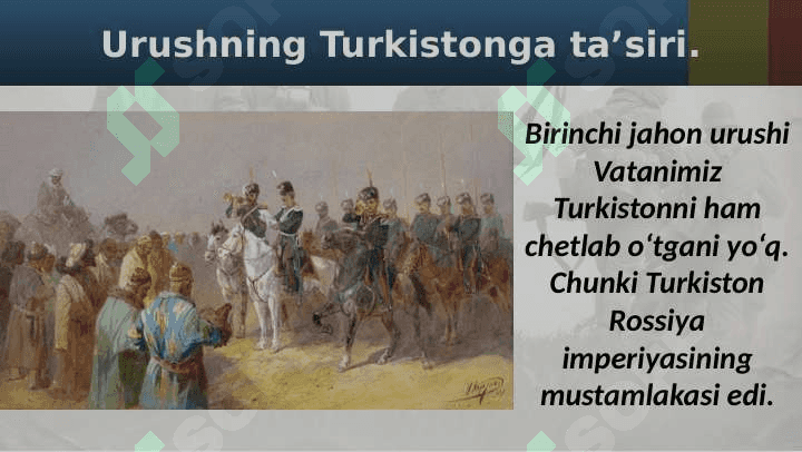 Birinchi jaon Urish va Turkiston 2