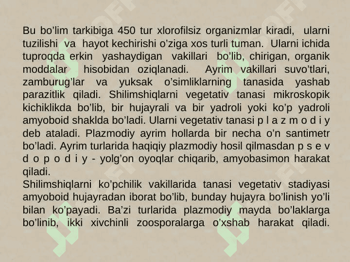 Shilimshiqlar, zamburug‘lar va lishayniklar 3