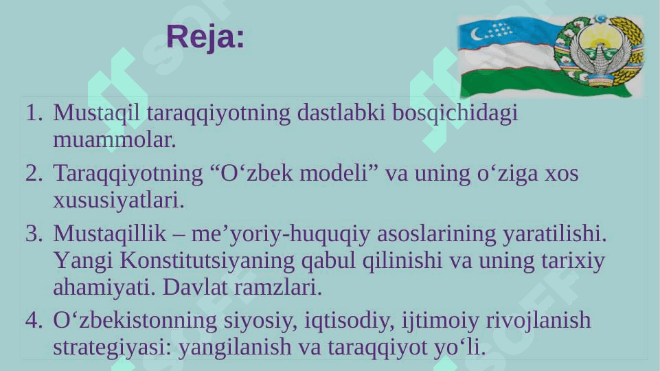 O‘zbekistonning o‘ziga xos istiqlol va taraqqiyot yo‘li 2