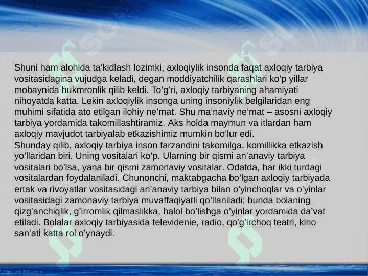 Zamonaviy axloqiy tarbiyaning  yutuqlari va kamchiliklari 3