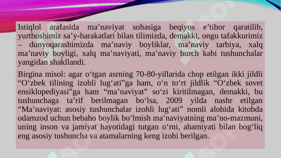 MUSTAQILLIK YILLARIDA O‘ZBEKISTONNING MA’NAVIY VA MADANIY TARAQQIYOTI 5