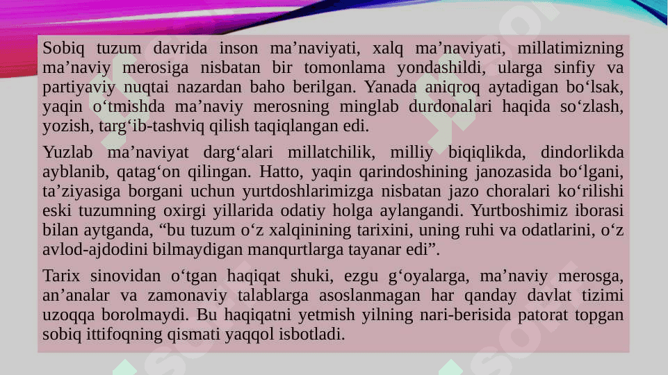 MUSTAQILLIK YILLARIDA O‘ZBEKISTONNING MA’NAVIY VA MADANIY TARAQQIYOTI 6