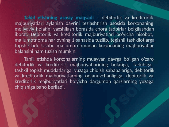 Debitorlik  va kreditorlik  qarzlarining  tahlili 3