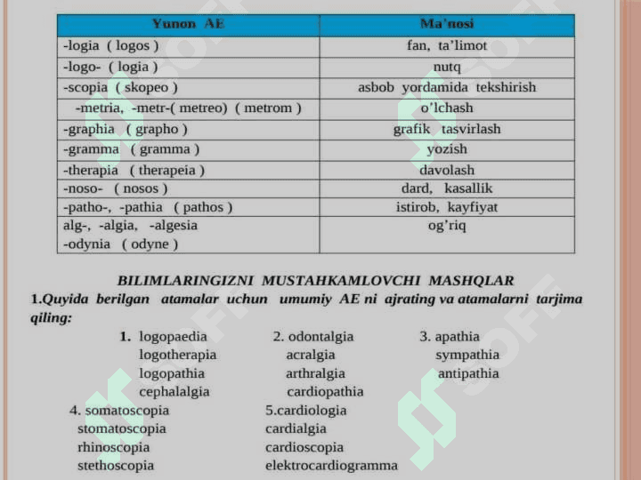Klinik terminologiyaga 
oid test topshiriqlar 3