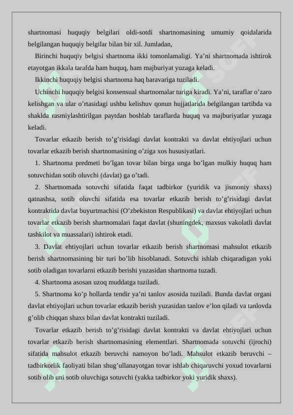 tovarlar yetkazib berish bo'yicha davlat kontrakti 6